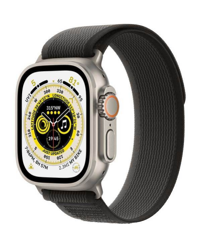 Apple Watch Ultra GPS + LTE 49mm MQF43 Titanium Case with Black/Gray Trail Loop – S/M