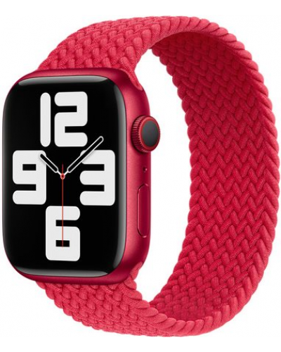 Apple Watch Series 7 GPS 45mm MKMN3 Red Braided Solo Loop Size 8