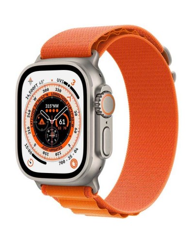 Apple Watch Ultra GPS + LTE 49mm MNHA3 Titanium Case with Orange Alpine Loop – Small