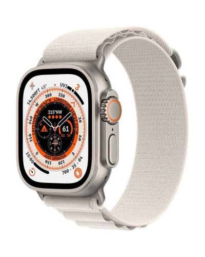 Apple Watch Ultra GPS + LTE 49mm MQEY3 Titanium Case with Starlight Alpine Loop – Small