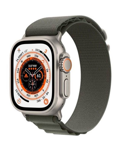 Apple Watch Ultra GPS + LTE 49mm MQFP3 Titanium Case with Green Alpine Loop – Large
