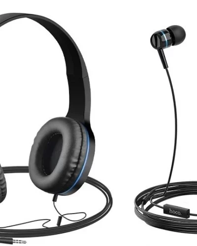 Hoco W24 Enlighten headphones with mic set blue