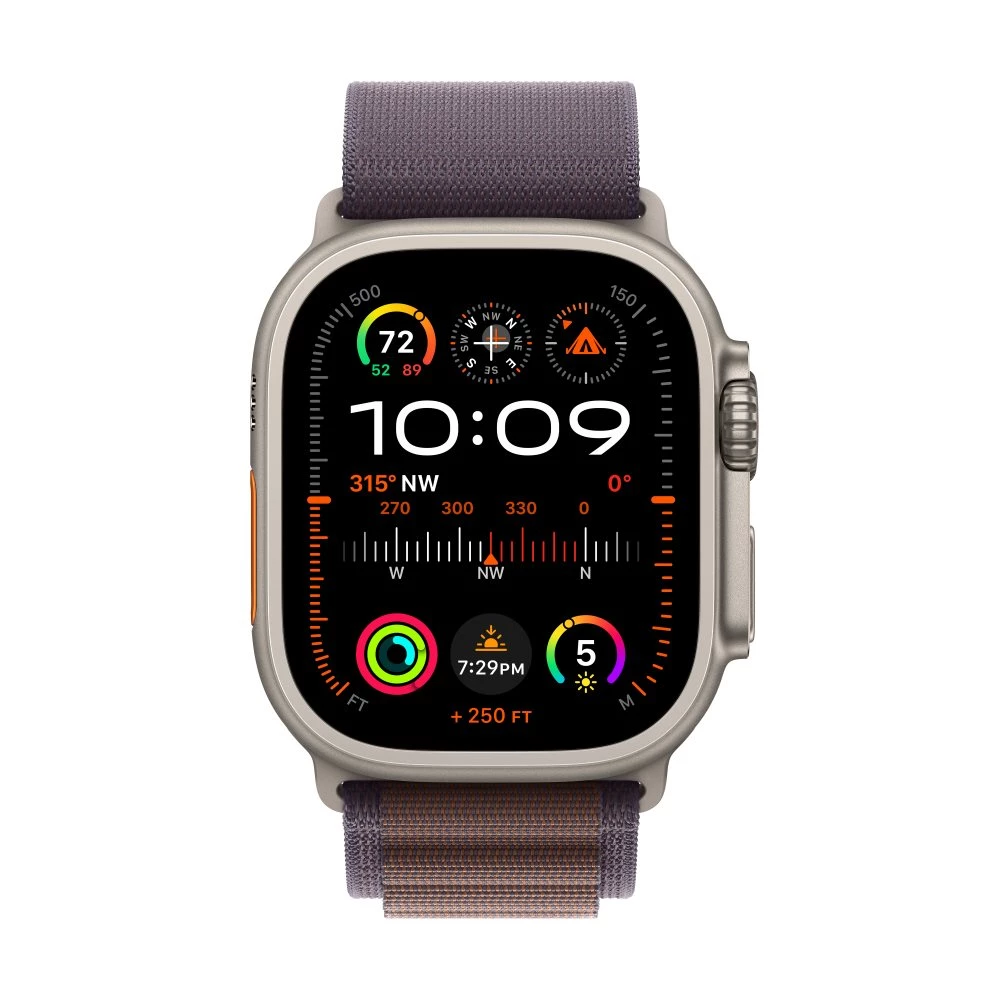 Apple Watch Ultra 2 GPS + LTE 49mm MREW3 Titanium Case with Indigo Alpine Loop – Large