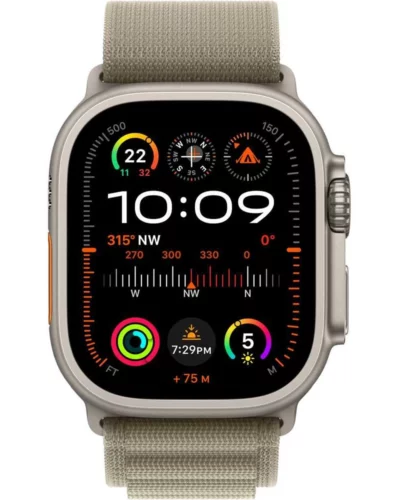 Apple Watch Ultra 2 GPS + LTE 49mm MRF03 Titanium Case with Olive Alpine Loop – Large