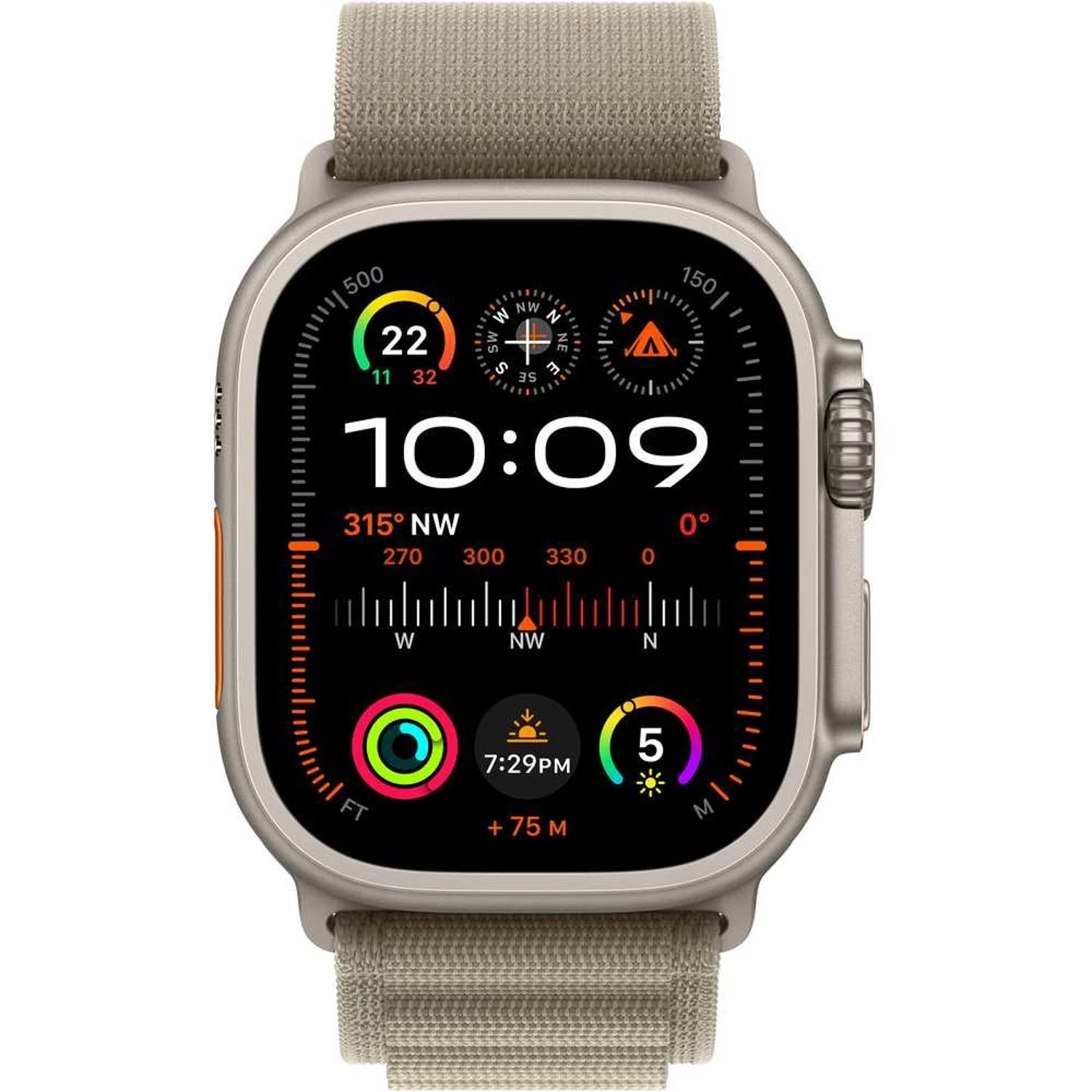Apple Watch Ultra 2 GPS + LTE 49mm MREY3 Titanium Case with Olive Alpine Loop – Medium