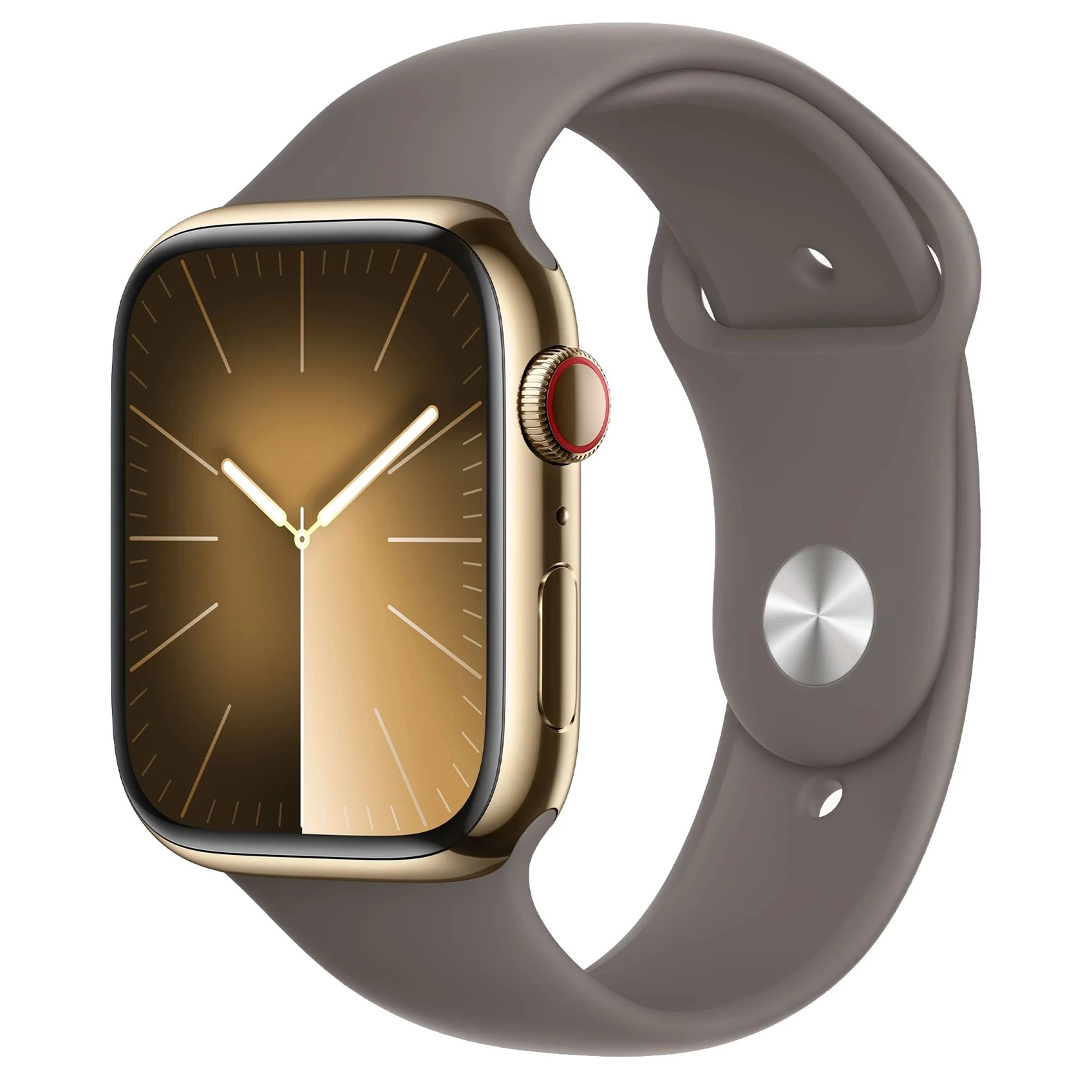 Apple Watch Series 9 GPS + LTE 45mm MRMT3 Gold Stainless Steel Case, Clay Sport Band M/L