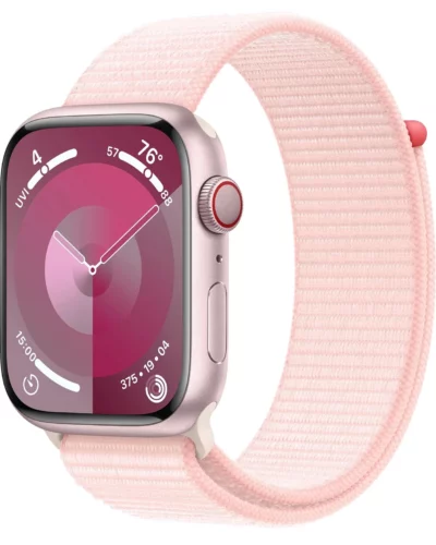 Apple Watch Series 9 GPS + LTE 41mm MRJ13 Pink Aluminium Case, Light Pink Sport Loop