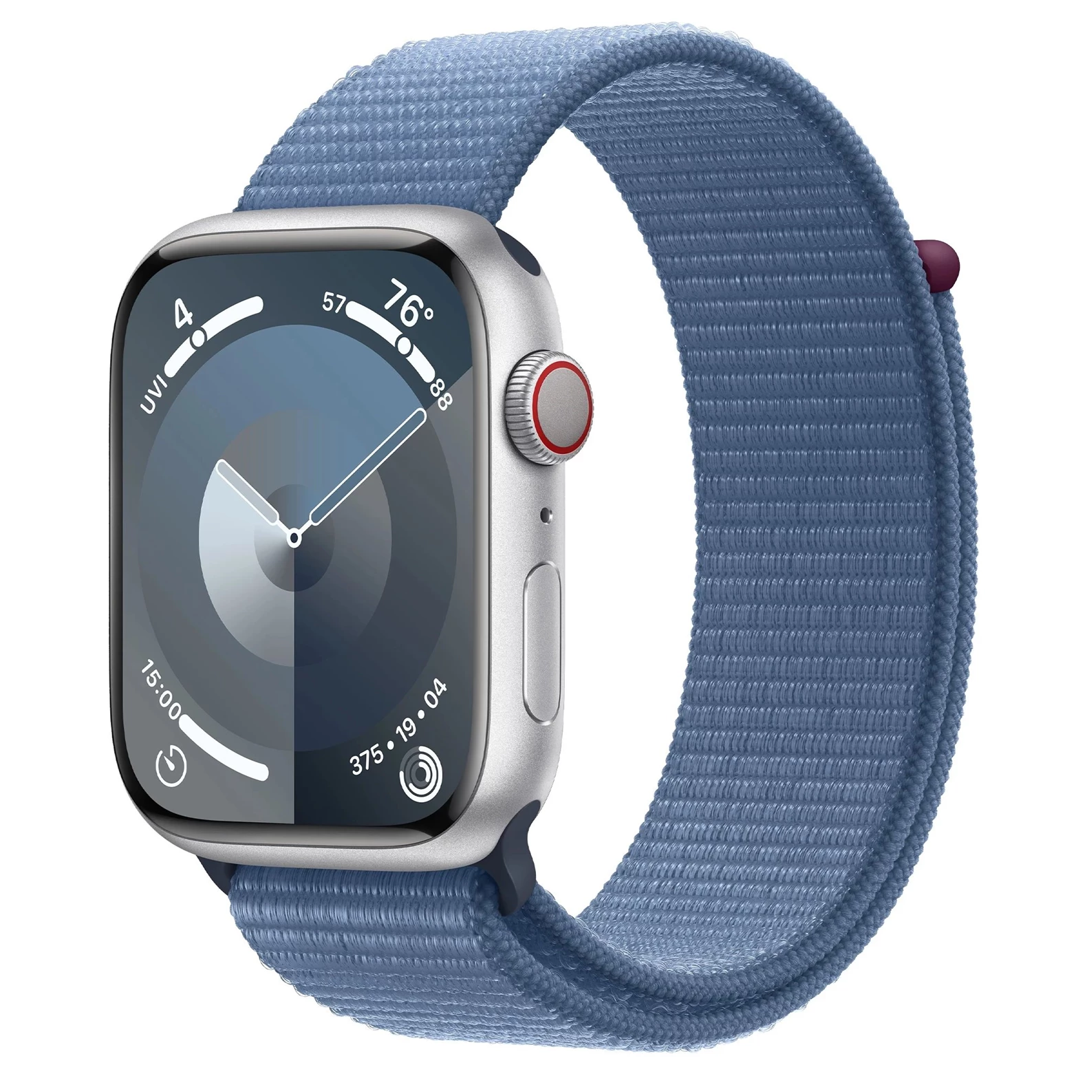 Apple Watch Series 9 GPS + LTE 45mm MRMJ3 Silver Aluminium Case, Winter Blue Sport Loop
