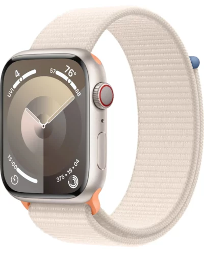 Apple Watch Series 9 GPS + LTE 45mm MRMA3 Starlight Aluminium Case, Starlight Sport Loop