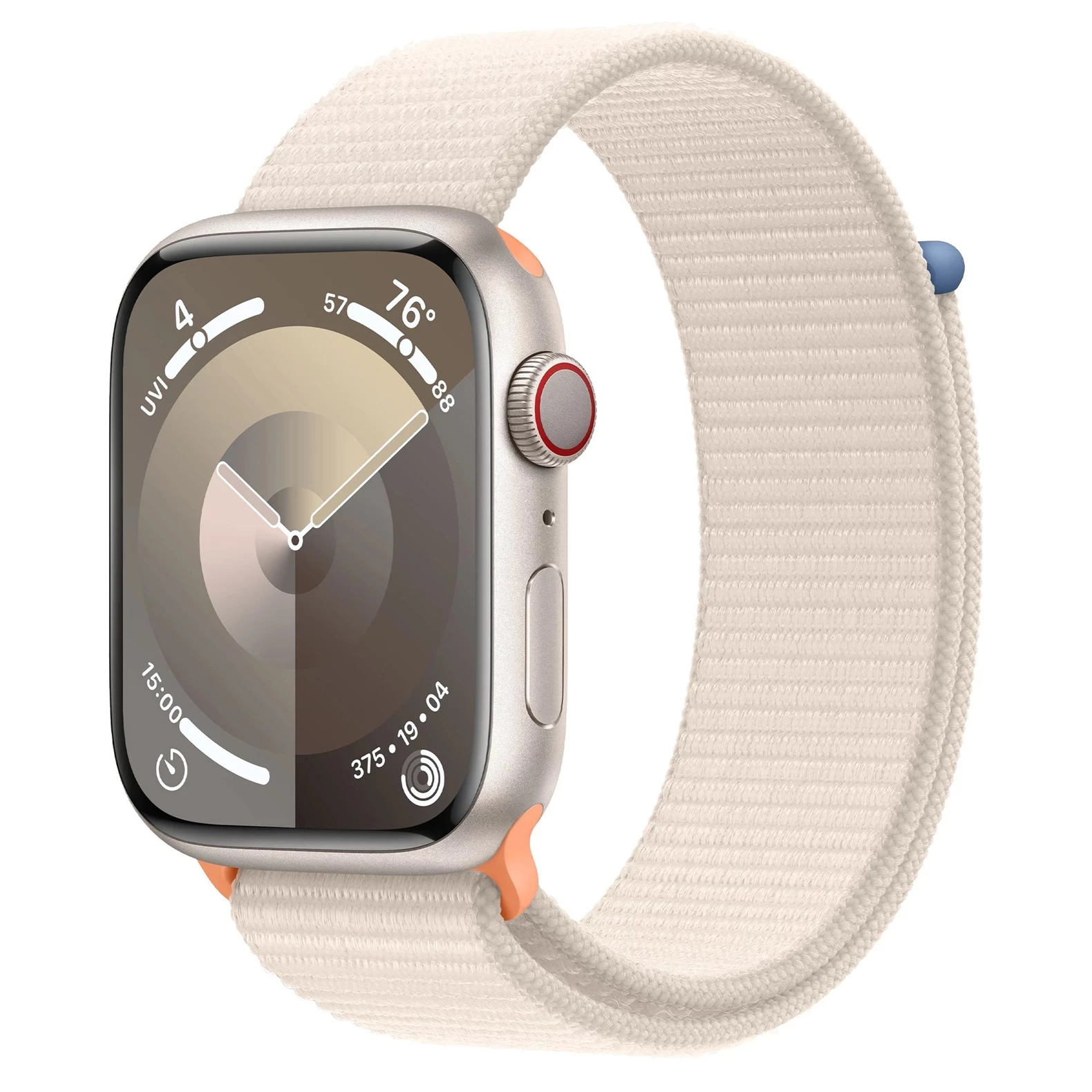 Apple Watch Series 9 GPS + LTE 45mm MRMA3 Starlight Aluminium Case, Starlight Sport Loop