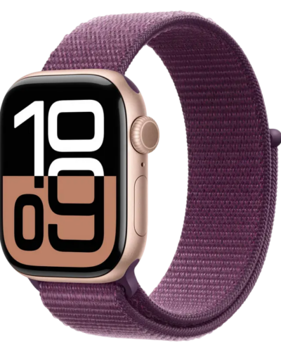 Apple Watch Series 10 GPS 46mm MWWV3 Rose Gold Aluminum case with Plum Sport Loop