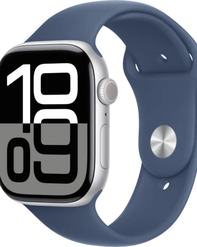 Apple Watch Series 10 GPS 46mm MWWM3 Silver Aluminum case with Denim Sport Band, M/L