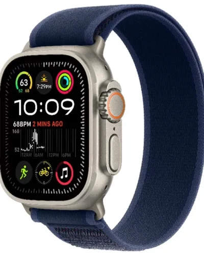 Apple Watch Ultra 2 2024 GPS + LTE 49mm MX4J3 Natural Titanium Case, Blue Trail Loop S/M