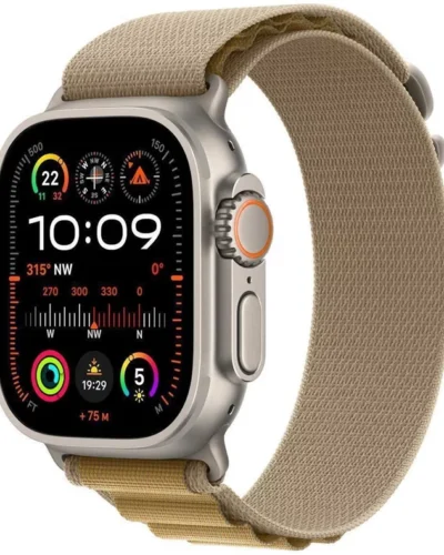 Apple Watch Ultra 2 2024 GPS + LTE 49mm MX4F3 Natural Titanium Case, Tan Alpine Loop M