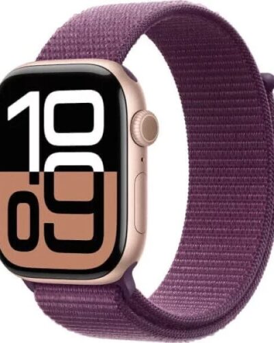 Apple Watch Series 10 GPS+LTE 46mm MWY83 Rose Gold Aluminium Case, Plum Sport Loop