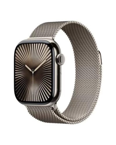 Apple Watch Series 10 GPS+LTE 46mm MC7Q4 Natural Titanium Case, Natural Milanese Loop, S/M