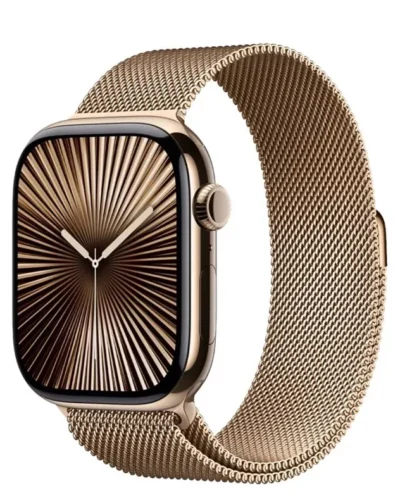 Apple Watch Series 10 GPS+LTE 42mm MX083 Gold Titanium Case, Gold Milanese Loop