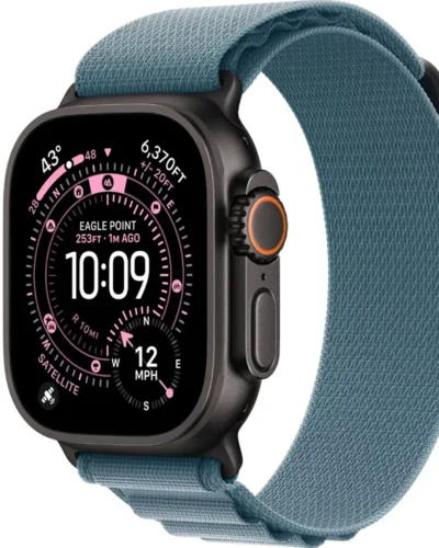 Apple Watch Ultra 3 (2025) Black Titanium Case, Alpine Loop Light Blue