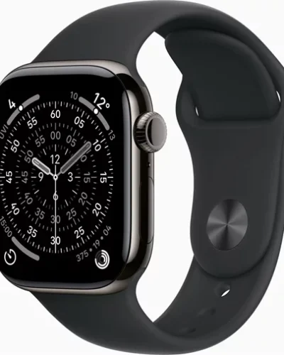Apple Watch Series 11 GPS + LTE 42mm MF8T4 Slate Titanium Case with Black Sport Band M/L