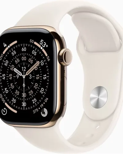 Apple Watch Series 11 GPS + LTE 42mm MF8X4 Gold Titanium Case with Light Blush Titanium Sport Band M/L