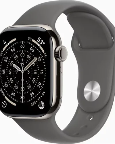 Apple Watch Series 11 GPS + LTE 42mm MF8M4 Natural Titanium Case with Stone Grey Sport Band S/M