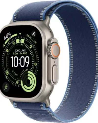 Apple Watch Ultra 3 GPS + LTE 49mm MEWR4 Natural Titanium Case Blue/Bright Blue Trail Loop – S/M