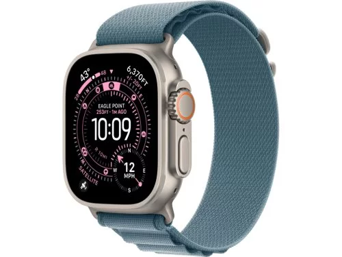 Apple Watch Ultra 3 GPS + LTE 49mm MEWP4 Natural Titanium Case Light Blue Alpine Loop – Large
