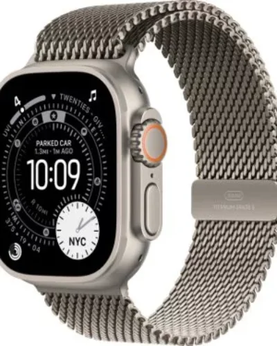 Apple Watch Ultra 3 GPS + LTE 49mm MEWY4 Natural Titanium Case Natural Titanium Milanese Loop – Medium