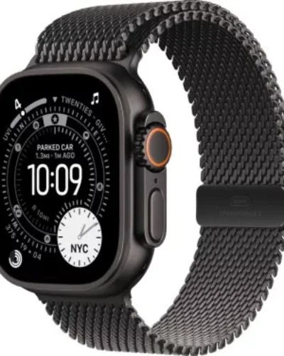 Apple Watch Ultra 3 GPS + LTE 49mm MF1N4 Black Titanium Case Black Titanium Milanese Loop – Small