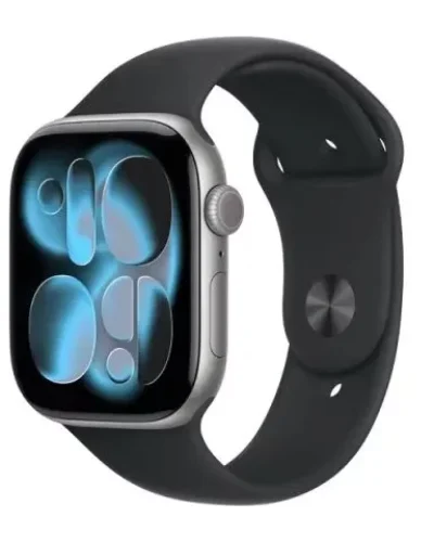 Apple Watch Series 11 GPS 46mm MEV44 Space Grey Aluminium Case, Black Sport Band – M/L