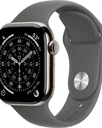 Apple Watch Series 11 GPS + LTE 46mm MFCX4 Natural Titanium Case with Stone Grey Sport Band M/L