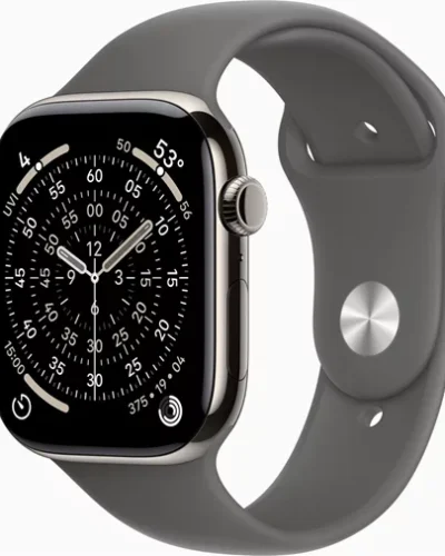 Apple Watch Series 11 GPS + LTE 46mm MFCW4 Natural Titanium Case with Stone Grey Sport Band S/M