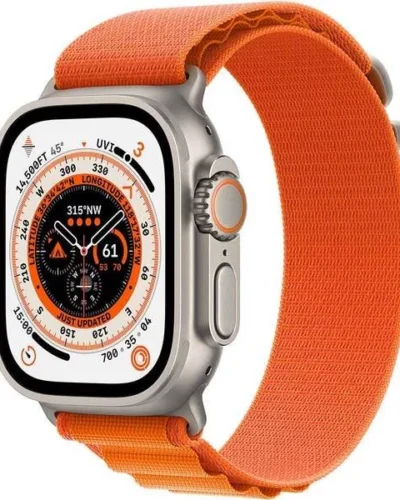 Apple Watch Ultra GPS + LTE 49mm MNHH3 Titanium Case with Orange Alpine Loop – Small