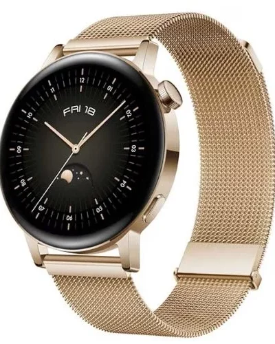 Huawei Watch GT3 42mm, Gold Stainless Steel Case, Milanese Strap