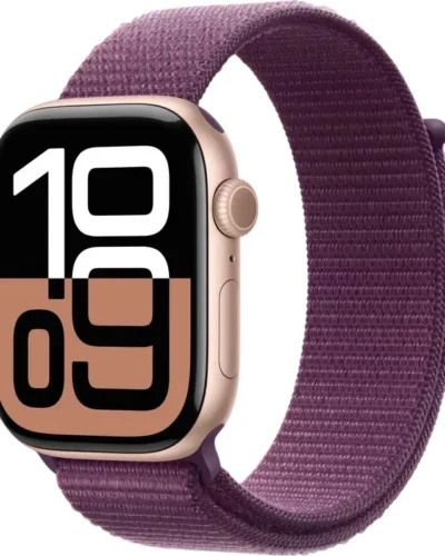 Apple Watch Series 10 GPS 46mm MWWV3 Rose Gold Aluminum case with Plum Sport Loop