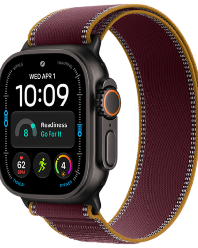 Apple Watch Ultra 4 GPS + LTE 49mm MJC44 Black Titanium Case with Burgundy Trail Loop M/L